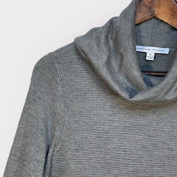 Adrienne Vittadini Tunic Sweater Women Size M Heather Gray Cowl Neck Long Sleeve - Picture 4 of 12